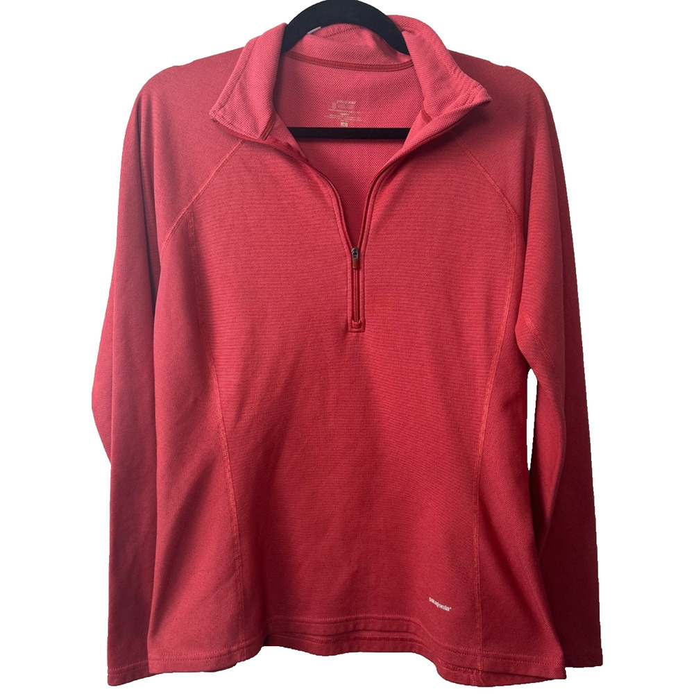 Patagonia Women’s L outdoor Capilene Base Layer Half Zip Fleece Pullover Top E3